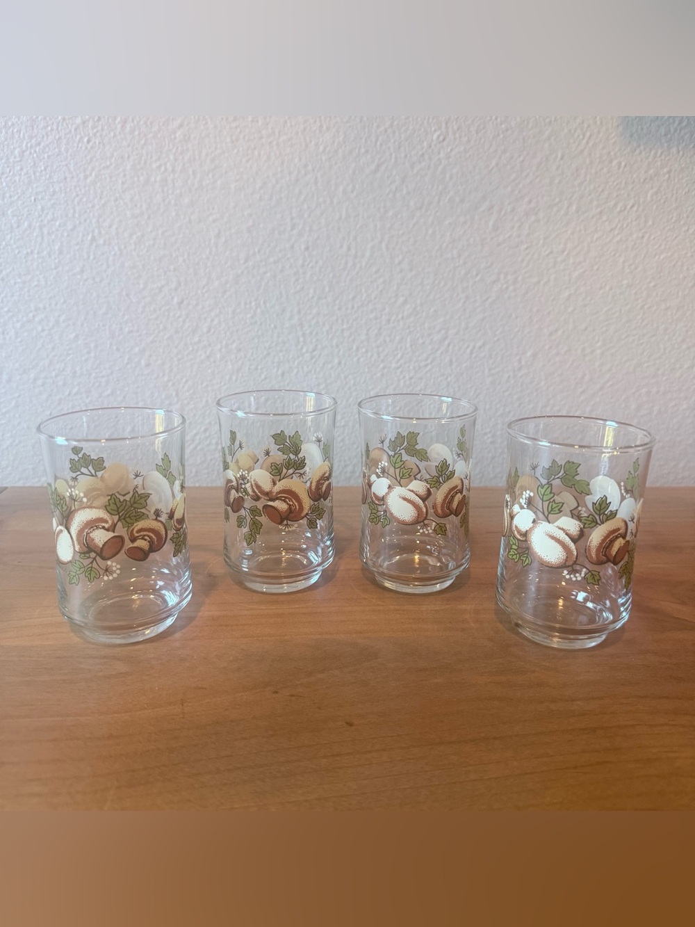 Vintage Franco Mushroom Drinking Glasses Set of 4 1970s Retro 🍄
